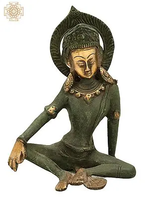7" Seated Indra, The Head Lowered | Handmade | Brass Lord Indra Statue | Made in India