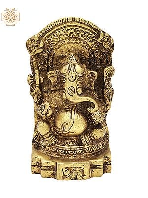 4.5" Small Ganesha Statue | Blessing Ganapati Brass Idol