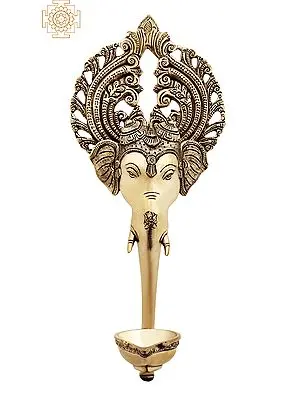 12" Superfine Ganesha Wall Hanging Lamp | Brass Lamp | Ganesha Lamp | Handmade | Made In India