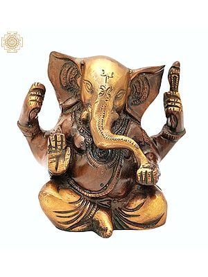 4" Handmade Brass Ganesha Statue | Made in India