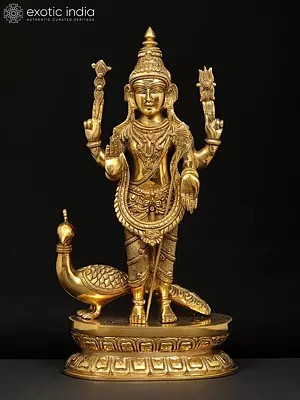 16 Karttikeya (Murugan) | Brass Statue | Handmade | Made In India"