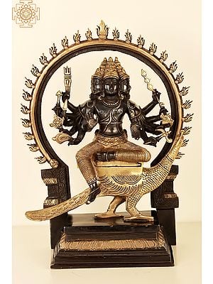 17" Six Faces of Lord Karttikeya (Murugan) | Brass Karttikeya | Brass Statue | Handmade | Made In India