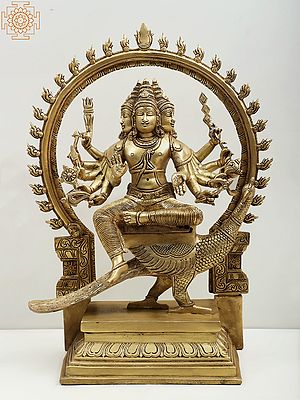 17" Six Faces Lord Karttikeya Brass Statue | Handmade Murugan Idols