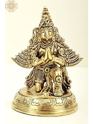 5" Brass Garuda Statue | Vahana of Vishnu | Handmade Metal Idols