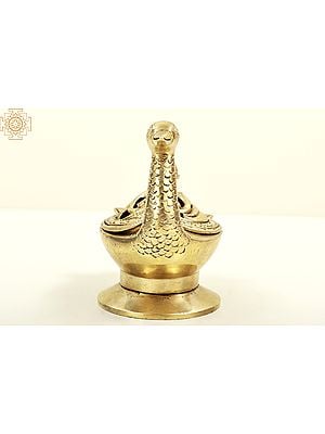 5" Brass Peacock Incense Burner | Handmade Brass Statue | Made In India
