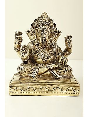 7" Lord Ganesha in Ashirwad Mudra | Brass Bhagawan Ganesha | Brass Statue | Handmade | Made In India