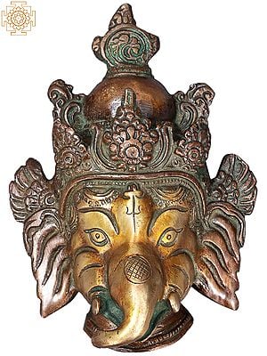 4" Small Lord Ganesha Wall Hanging Mask | Handmade Barss Statues | Made in India