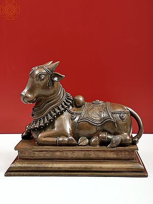 12" Superfine Auspicious Nandi (Lord Shiva's Vahan) | Handmade | Madhuchista Vidhana (Lost-Wax) | Panchaloha Bronze from Swamimalai