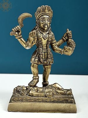 6" Maa Kali Idol | Goddess Kali Brass Statue | Handmade