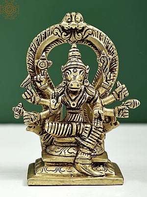 4" Small Eight-Armed Goddess Varahi Brass Statue | Handmade
