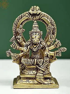 4" Small Eight Armed Goddess Varahi | Brass Statue | Handmade