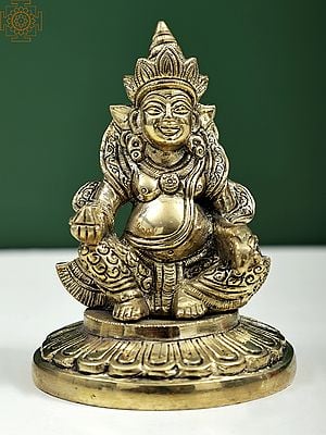 4" Small Kubera Brass Statue | Handmade Sculptures