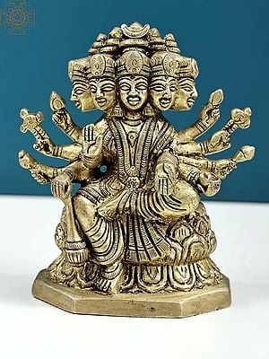 4" Goddess Gayatri Devi Brass Statue | Handmade