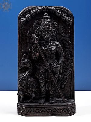 12" Lord Karttikeya Idol | Handmade Wooden Wall Hanging Statue