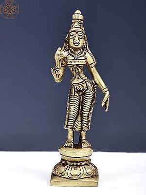 5" Standing Devi Uma Statue | Devi Parvati Brass Idols | Handmade