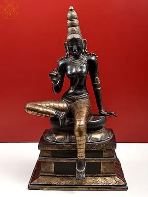 25" Seated Uma | Devi Parvati | Brass Statue | Handmade