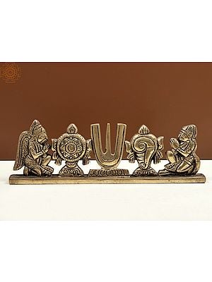 2.5" Vaishnava Symbol with Garuda and Hanuman | Handmade Brass Statues