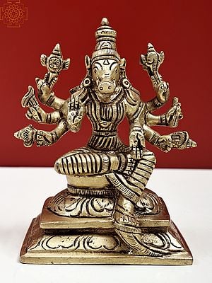 4" Eight-Armed Goddess Varahi Small Statue | Handmade Brass Idols