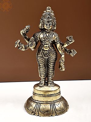 7" Brass Brahma Ji Sculpture | Handmade Metal Idol
