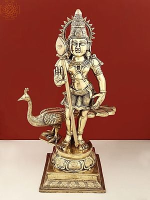 29" Karttikeya (Murugan) | Brass Statue | Handmade