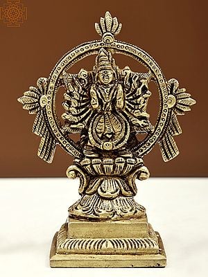 5" Small Sudarshana Vishnu Statue with Yoga Narasimha on Reverse | Handmade