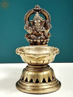 6" Ganesha Lamp (Diya) | Handmade Brass Lamps