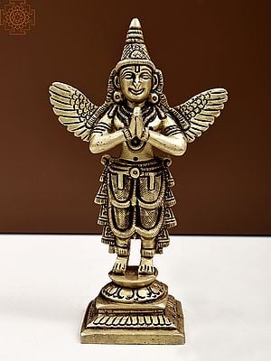 6" Small Garuda Idol in Namaskara Mudra | Handmade Brass Statues