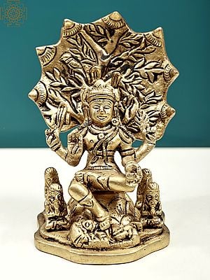 4" Small Lord Dakshinamurty Brass Sculpture | Handmade