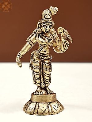 3" Small Standing Goddess Andal Brass Idol | Handmade