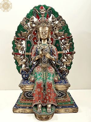 27" The Future Buddha Maitreya -Tibetan Buddhist with Inlay Work | Handmade
