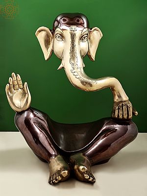 17" Stylized Brass Ganesha | Handmade