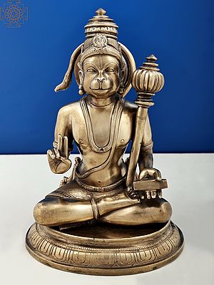 10" Superfine Seated Hanuman Ji | Hoysala Art | Solid Cast Piece