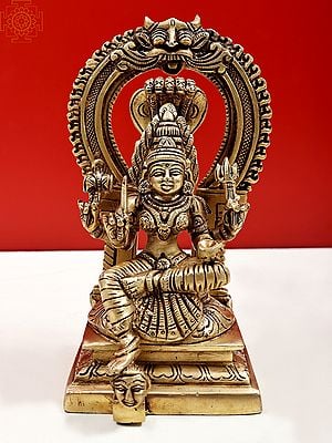 7" Mariamman Small Brass Statue (South Indian Goddess Durga) | Handmade