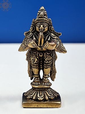 3" Small Garuda Idol in Namaskara Mudra | Handmade Brass Statue