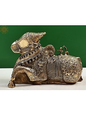 11" Nandi - The Vehicle of Lord Shiva In Brass | Handmade