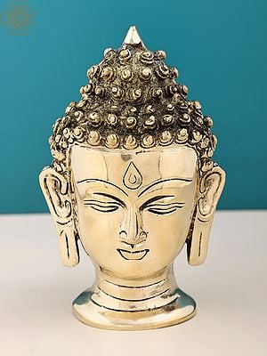 6" Lord Buddha Head Statue in Brass | Handmade