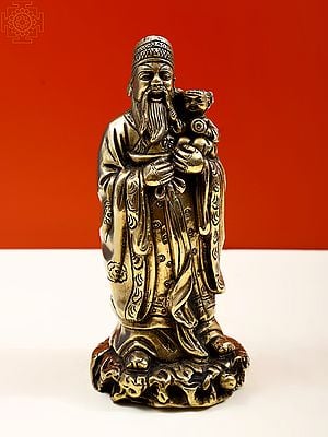 7" Brass Feng Shui Figurine, An Example Of Chinese Iconography | Handmade |
