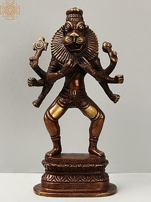 7" Standing Bhagawan Narasimha Brass Sculpture | Handmade