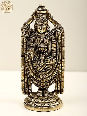 5" Small Venkateshvara Brass Idol | Tirupati Balaji Statue | Handmade