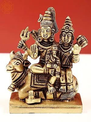 4" Small Shiva Parivar with Nandi and Shiva Linga | Handmade