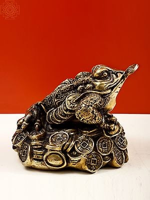 8" Feng Shui Leaping Frog | Handmade Brass Statues