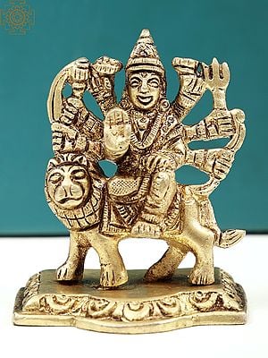2" Small Eight-Armed Goddess Durga Brass Sculpture | Handmade