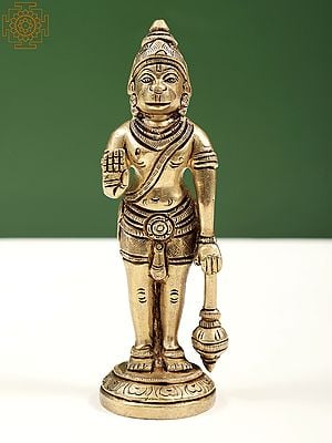 5" Brass Small Blessing Hanuman | Handmade