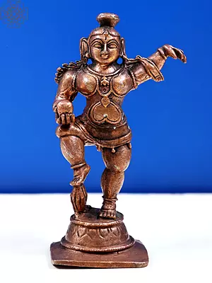 3" Small Dancing Krishna In Copper | Handmade
