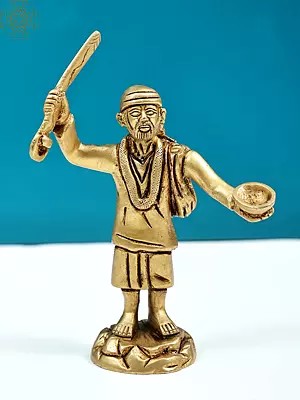 5" Small Brass Standing Sai Statue | Handmade