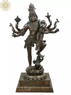 47" Large A Distraught Shiva Carry the Body The Sati on His Shoulder (Creation of The Shakti Peethas) | Handmade