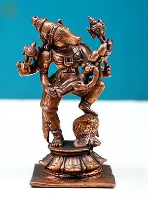 3" Small Lord Vishnu in Varaha Incarnation with Bhudevi | Handmade