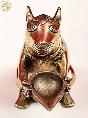 7" Ganesha's Rat Diya | Handmade | Rat Holding Diya