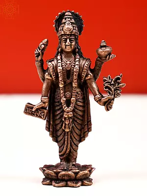 2" Small Copper Lord Vishnu Statue | Handmade