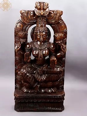 37" Large Vintage Wooden Devi Lakshmi | Handmade